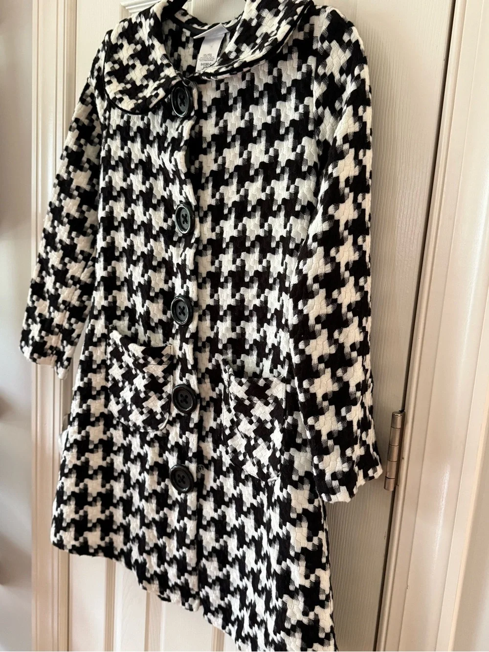 Bonnie Jean Girls Black White Houndstooth Dress Coat Size 12